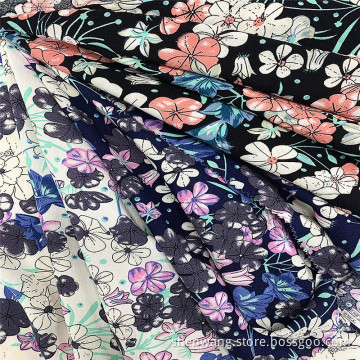 Floral Printed 100% Rayon Plain Woven Dress Fabrics